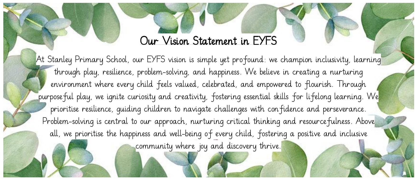 EYFS Vision Statement